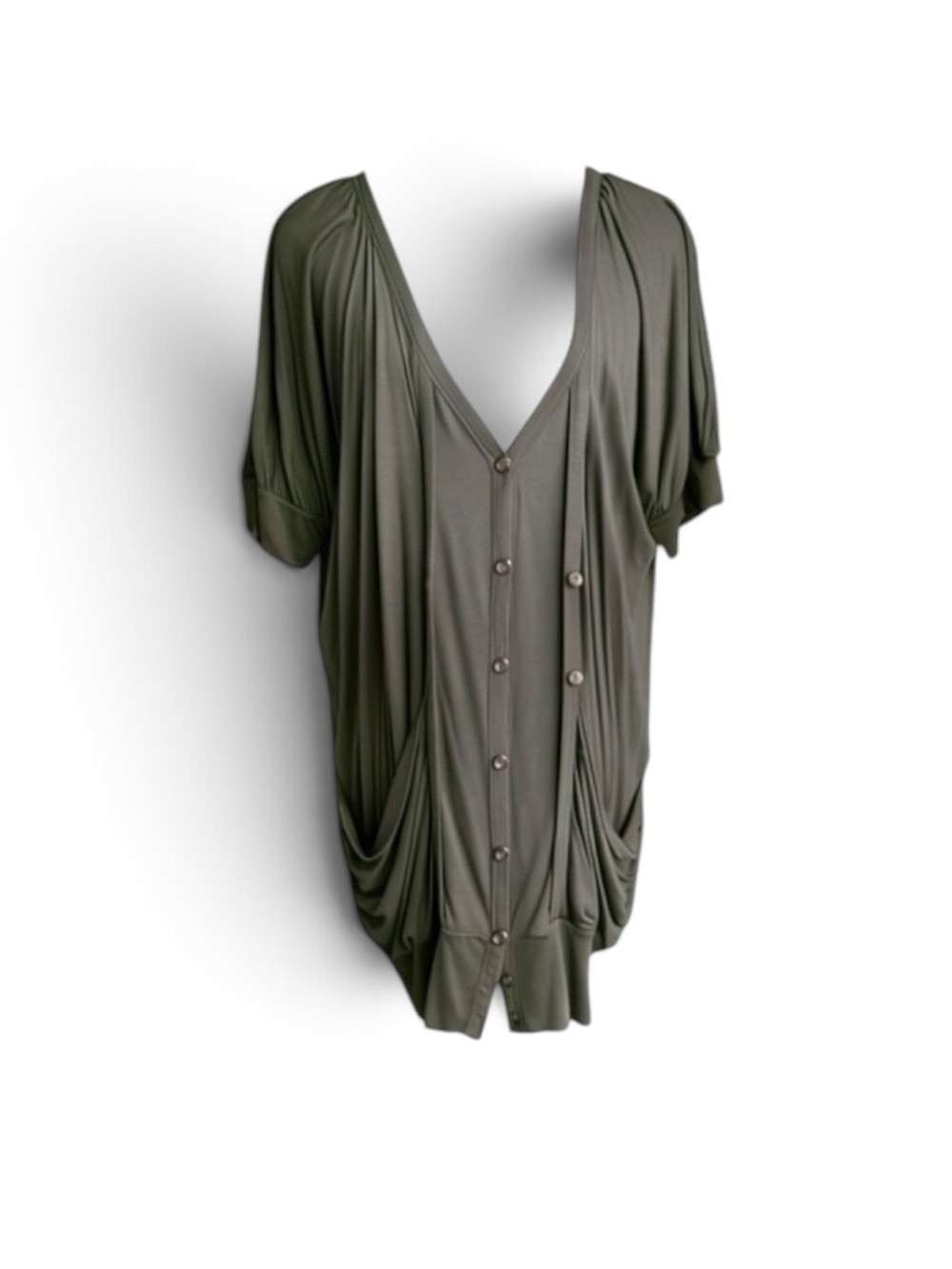 NWOT Anthropologie Gray Draped Button Cardigan